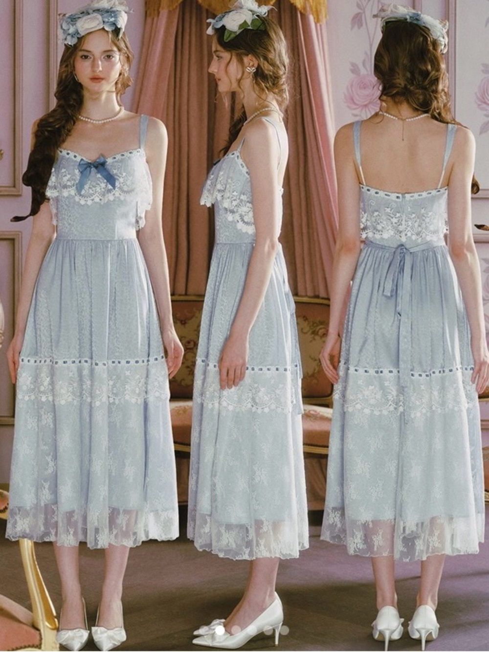 NWT Lacemade Ice Jade Flower Dress & Corset Set CottageCore Fairy-core Large - Picture 3 of 15